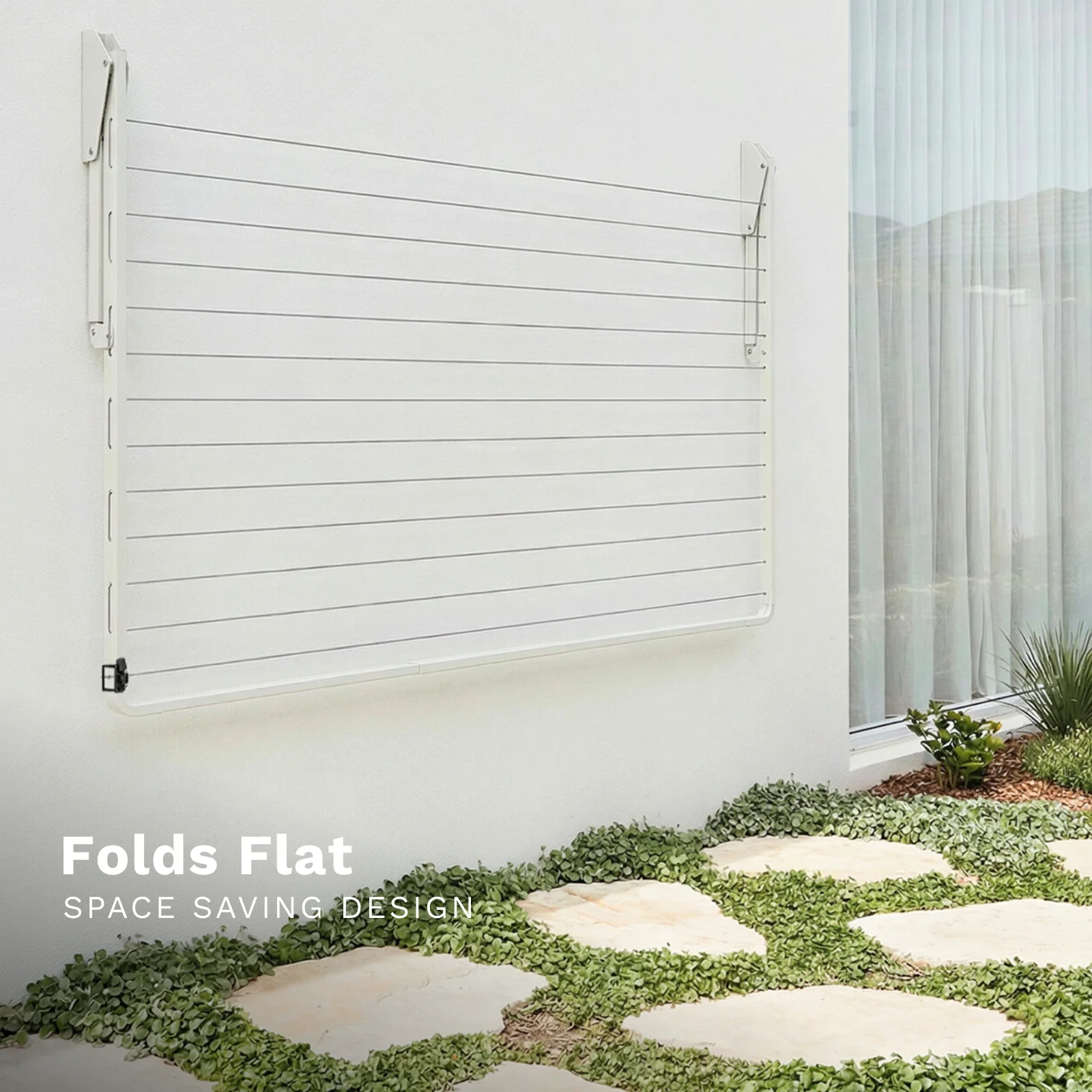 13 Line Folding Wall Mount Clothesline - Med/ Large Family - Image 7