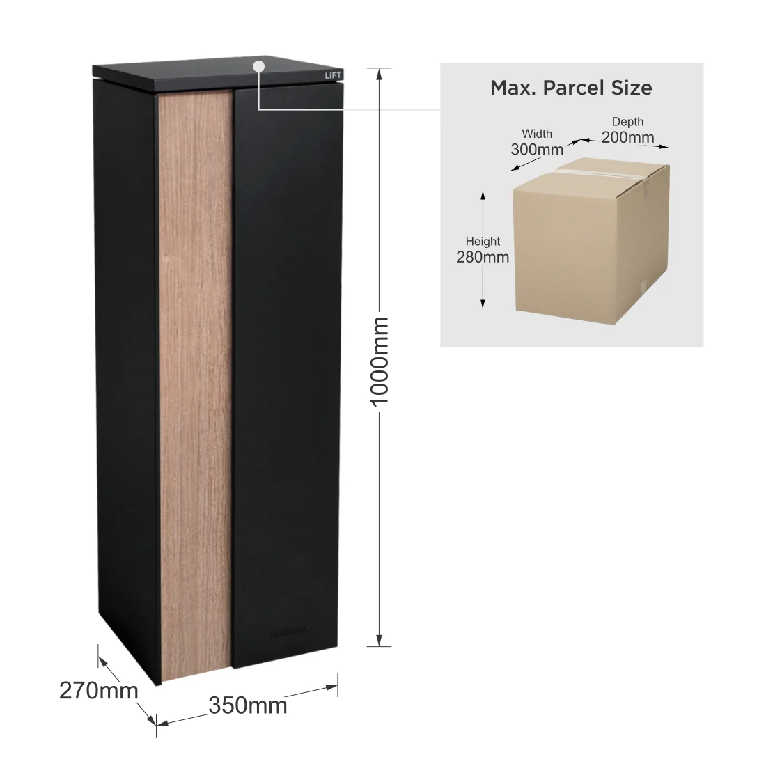 Ascot Parcel Pillar Letterbox - Black - Image 14