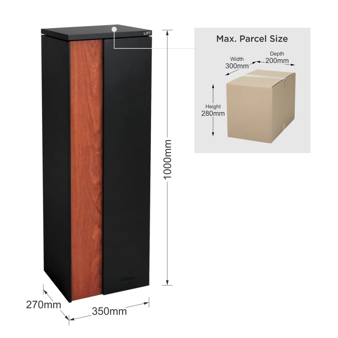 Ascot Parcel Pillar Letterbox - Black - Image 16