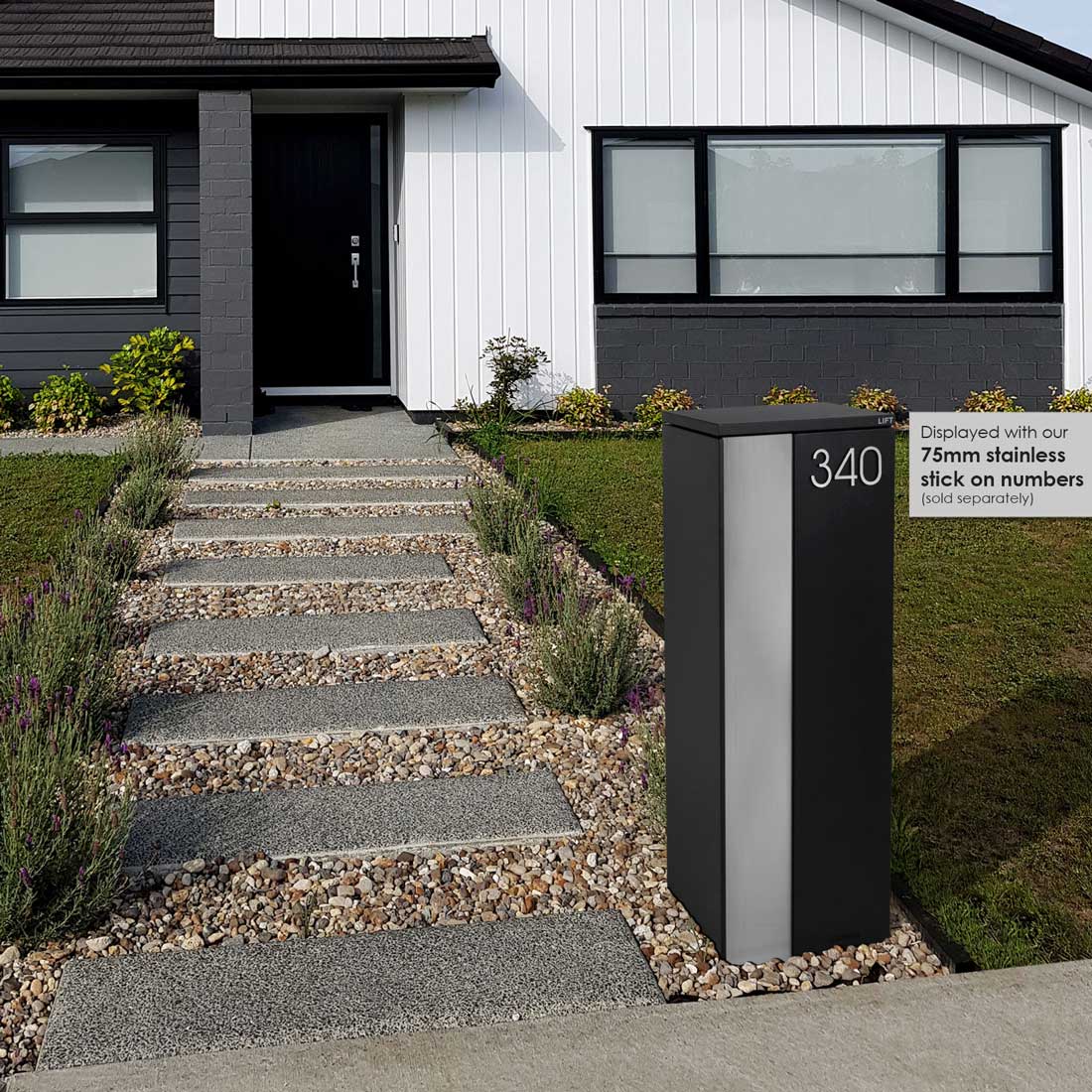 Ascot Parcel Pillar Letterbox - Black - Image 22