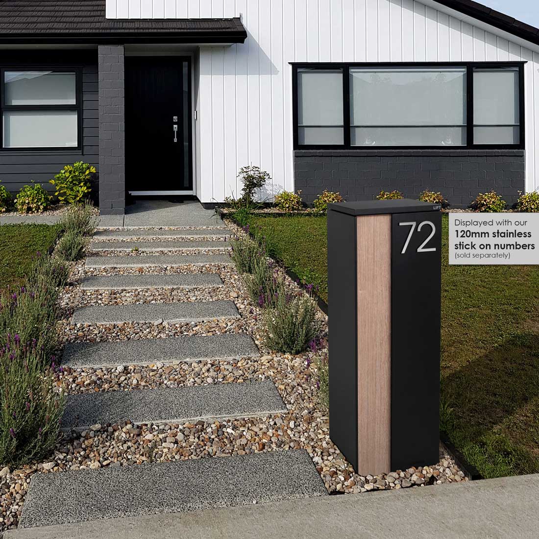 Ascot Parcel Pillar Letterbox - Black - Image 23