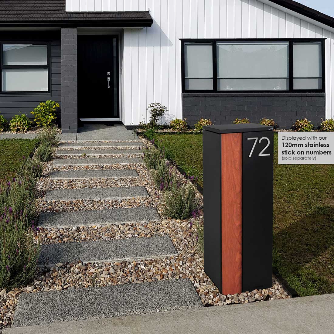 Ascot Parcel Pillar Letterbox - Black - Image 24