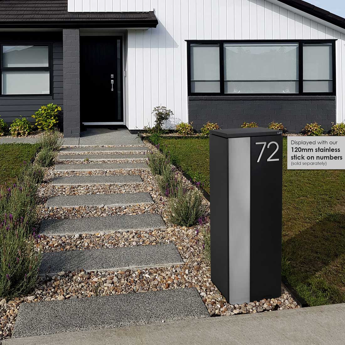 Ascot Parcel Pillar Letterbox - Black - Image 25