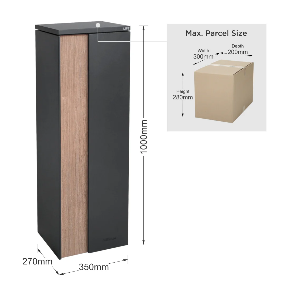 Ascot Parcel Pillar Letterbox - Charcoal - Image 20