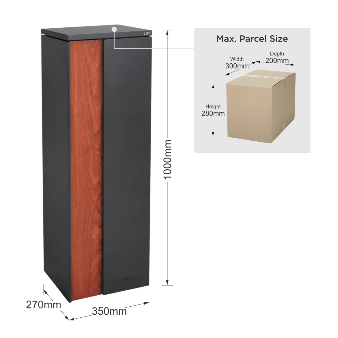 Ascot Parcel Pillar Letterbox - Charcoal - Image 21