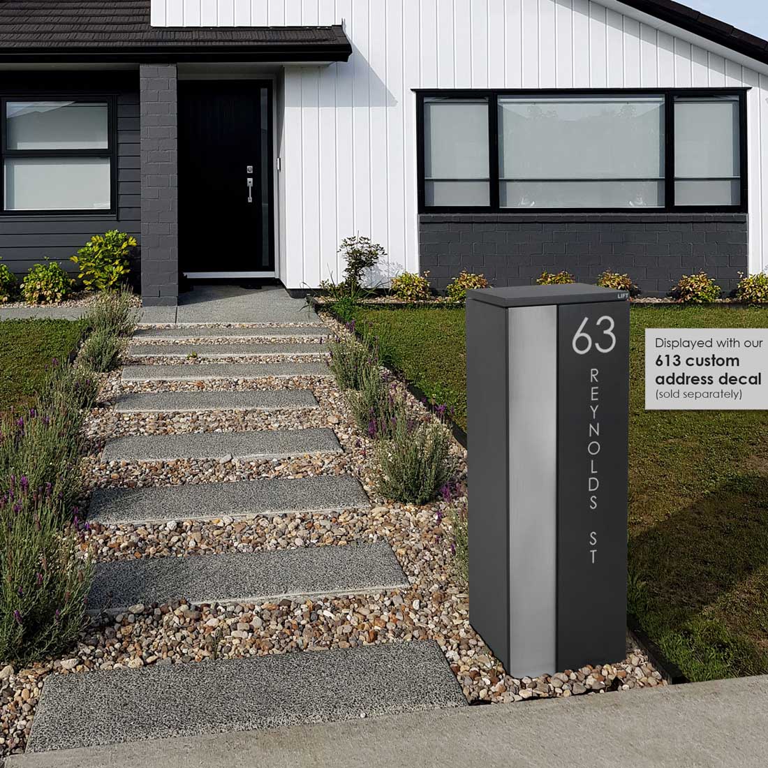 Ascot Parcel Pillar Letterbox - Charcoal - Image 29