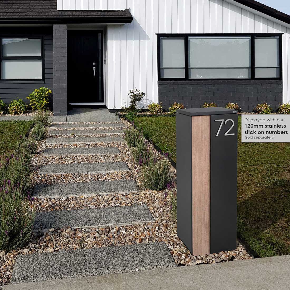 Ascot Parcel Pillar Letterbox - Charcoal - Image 33