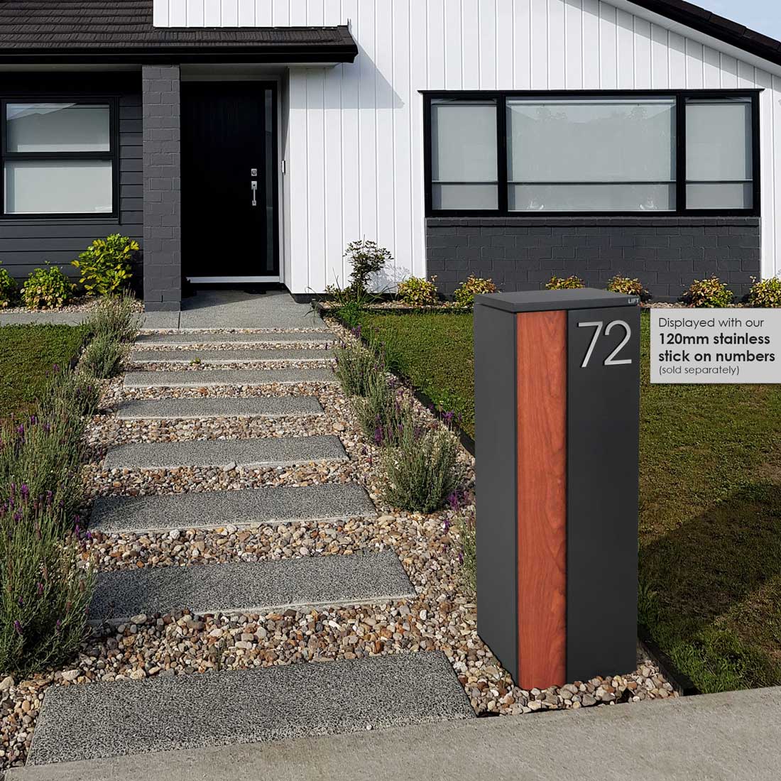 Ascot Parcel Pillar Letterbox - Charcoal - Image 34