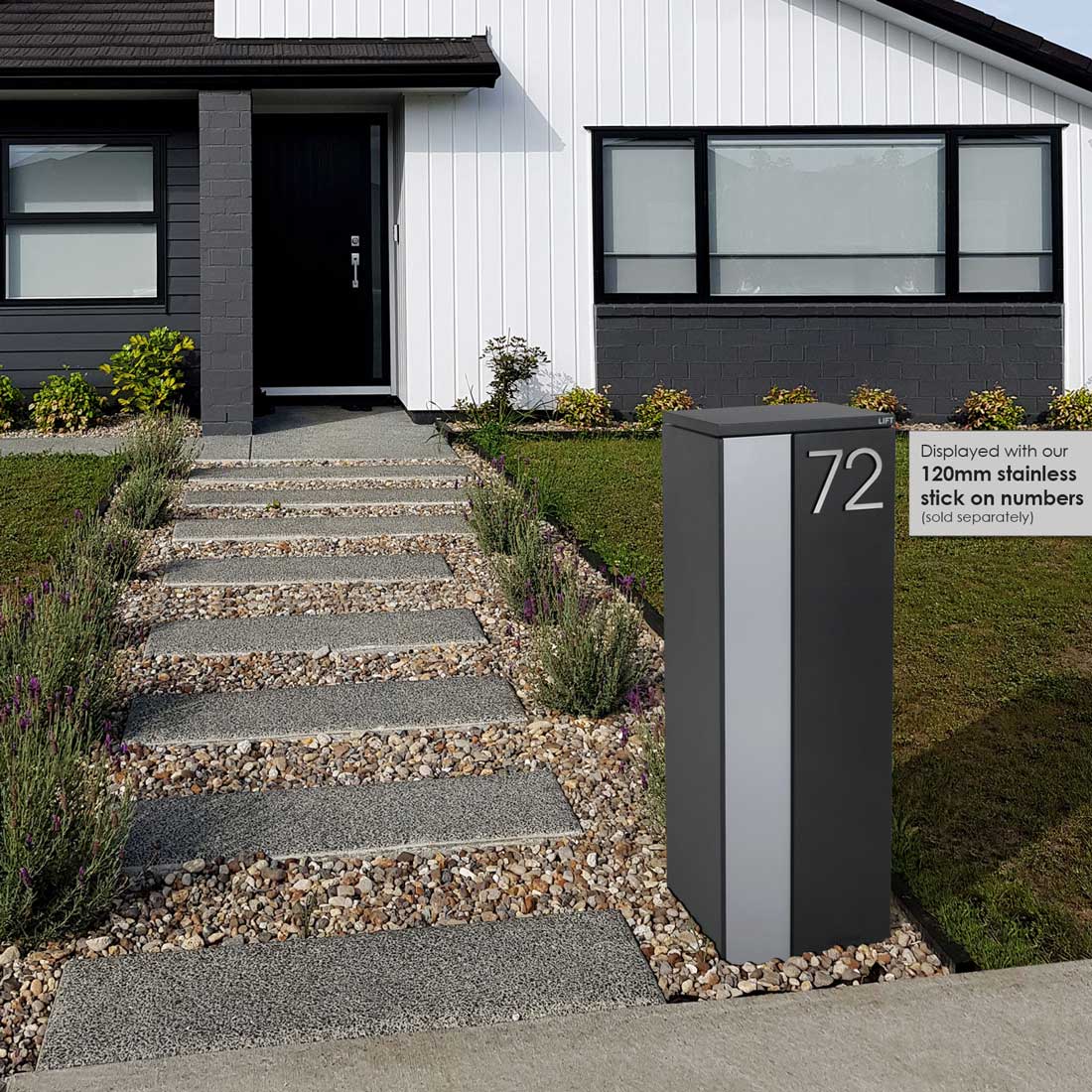 Ascot Parcel Pillar Letterbox - Charcoal - Image 35