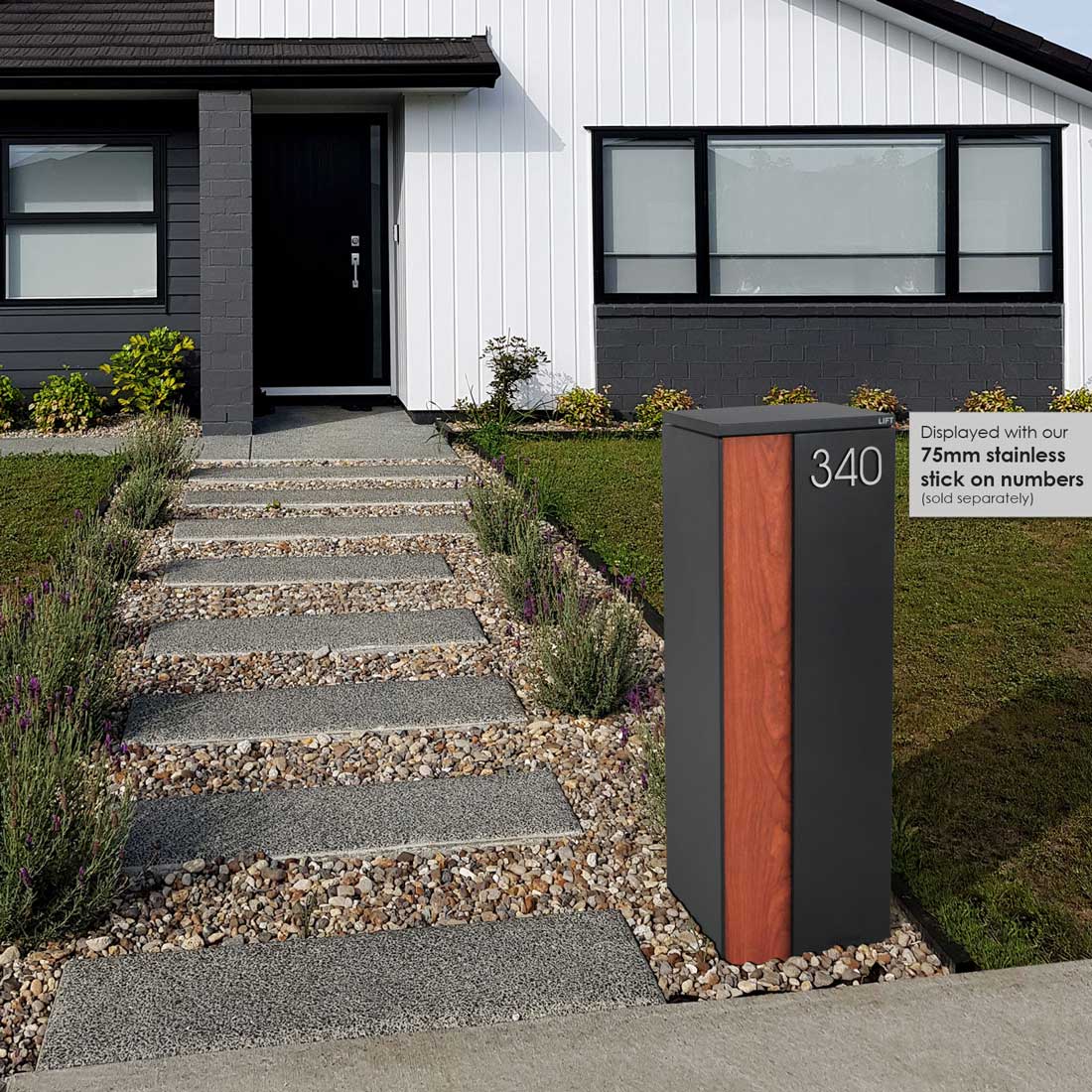 Ascot Parcel Pillar Letterbox - Charcoal - Image 36