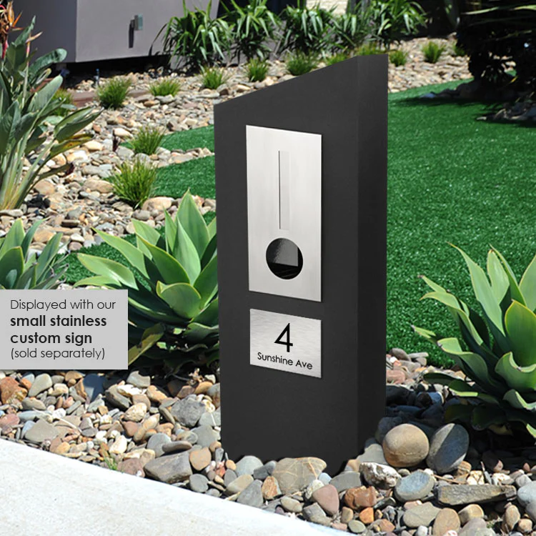 Barcelona Pillar Letterbox - Black - Image 5