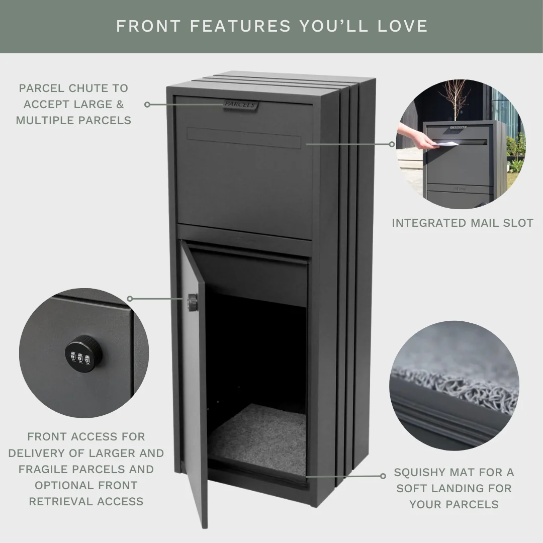 Bondi Parcel Pillar Letterbox - Charcoal - Image 10