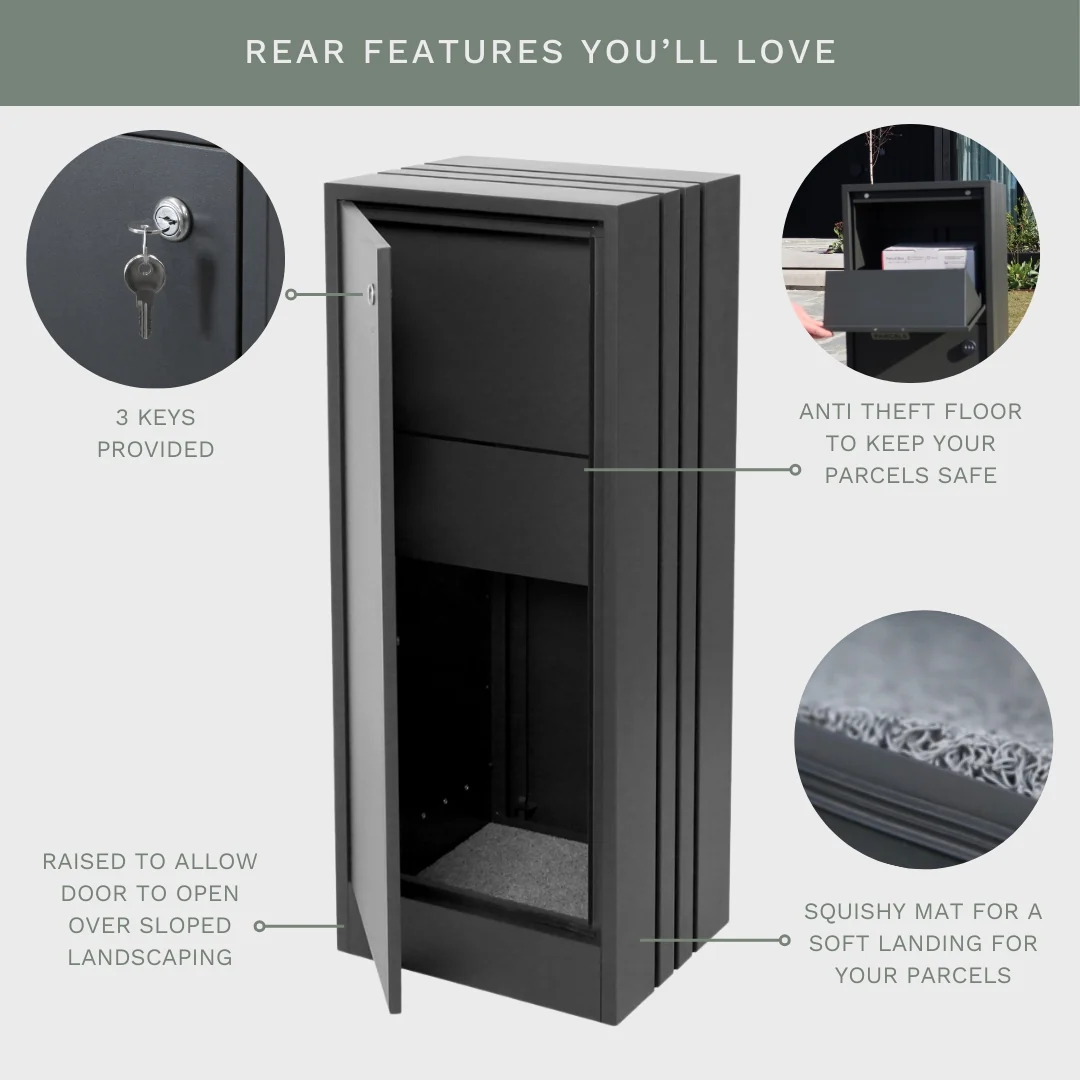 Bondi Parcel Pillar Letterbox - Charcoal - Image 11