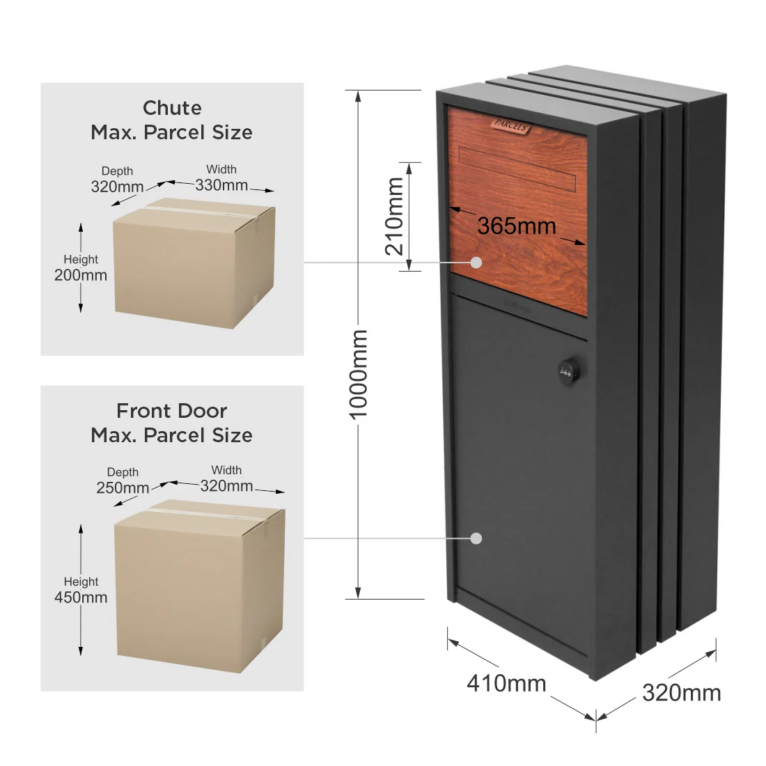 Bondi Parcel Pillar Letterbox - Charcoal - Image 27