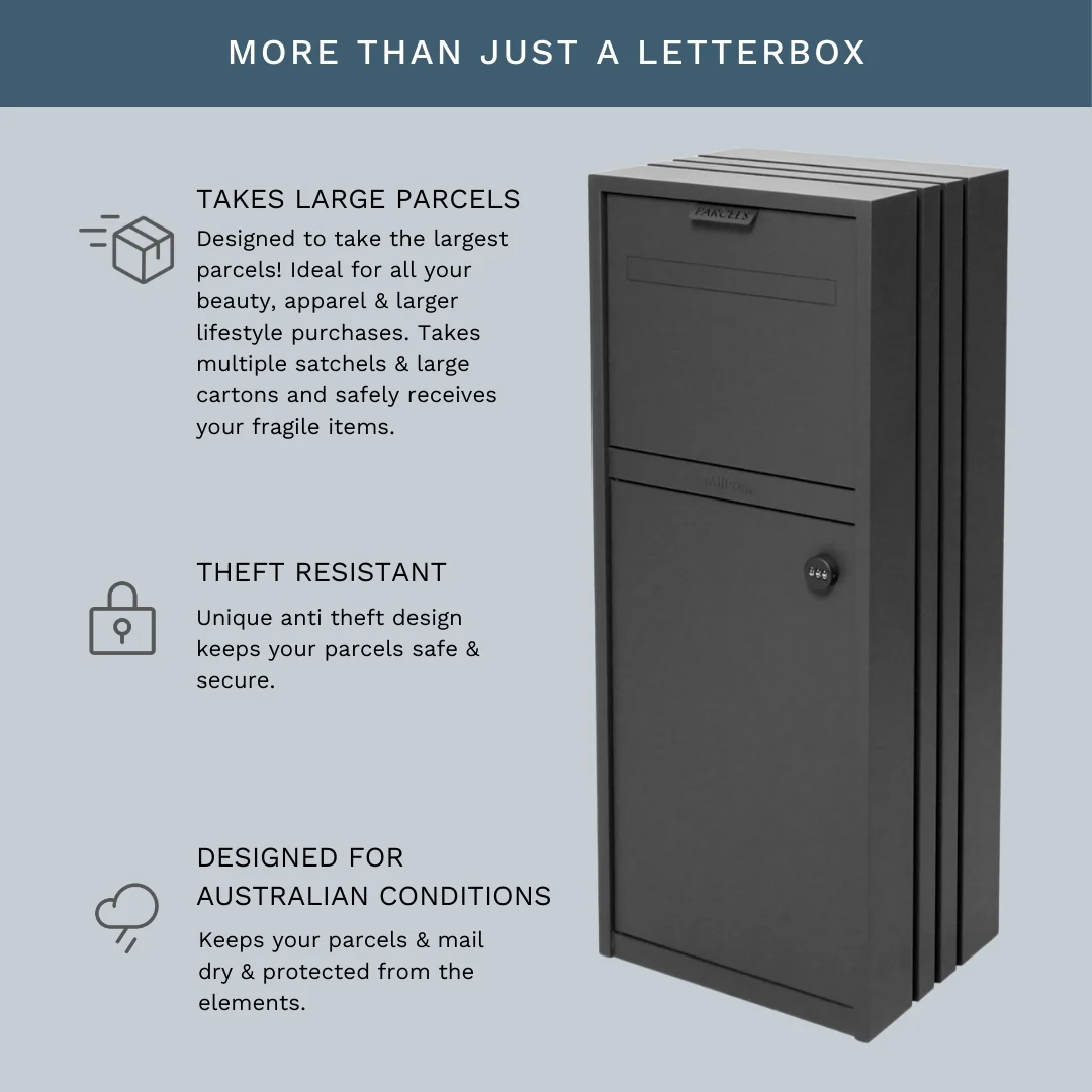 Bondi Parcel Pillar Letterbox - Charcoal - Image 8