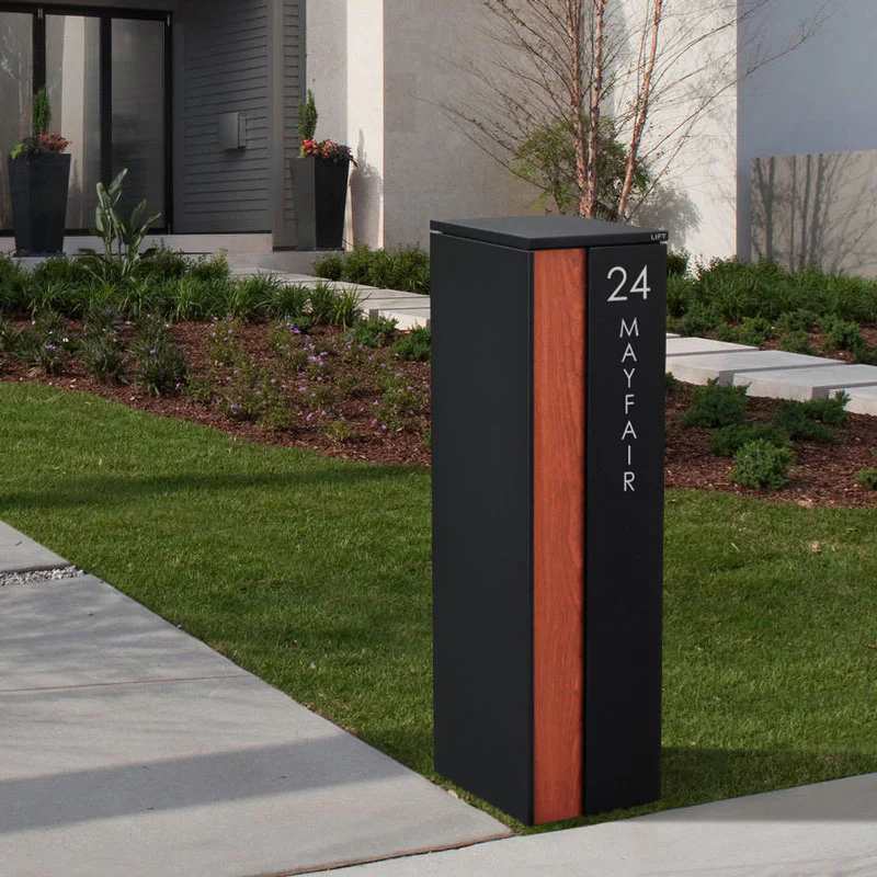 Camden Large Parcel Pillar Letterbox - Black - Image 3