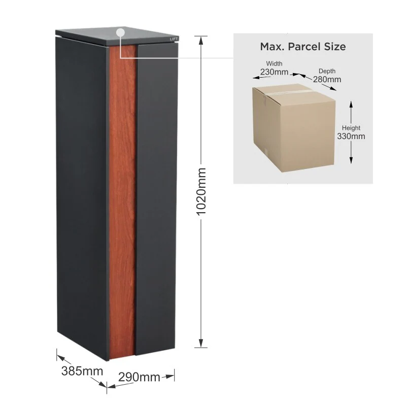 Camden Large Parcel Pillar Letterbox - Charcoal - Image 18