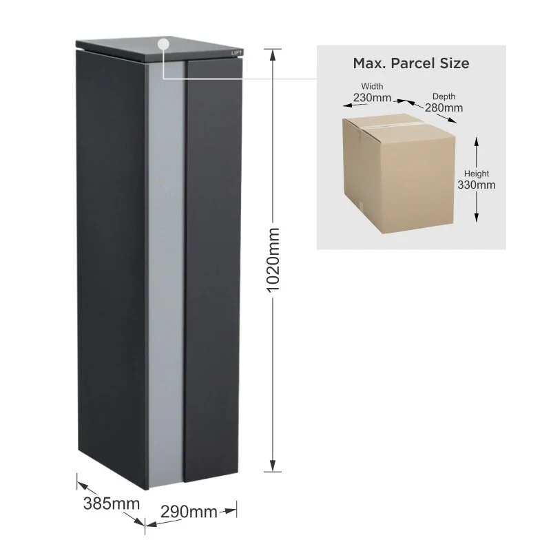 Camden Large Parcel Pillar Letterbox - Charcoal - Image 19