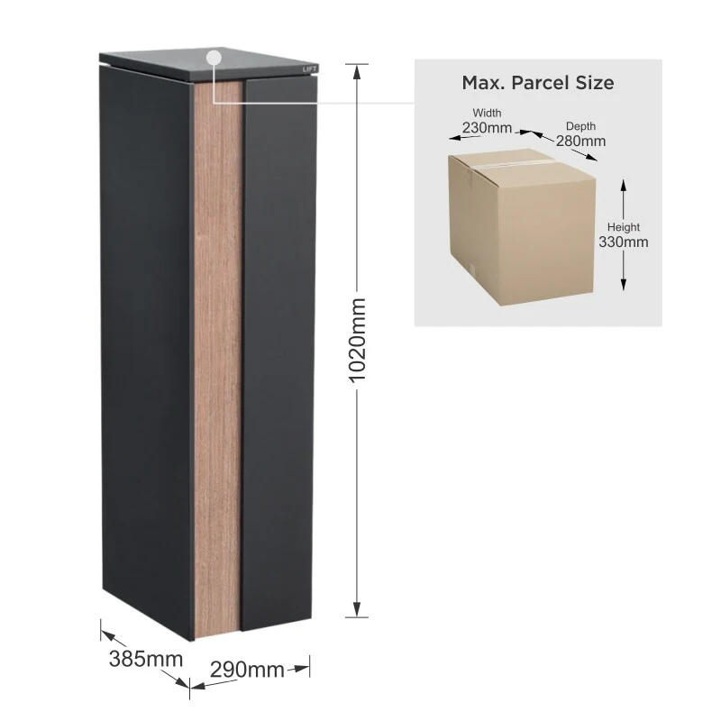 Camden Large Parcel Pillar Letterbox - Charcoal - Image 20