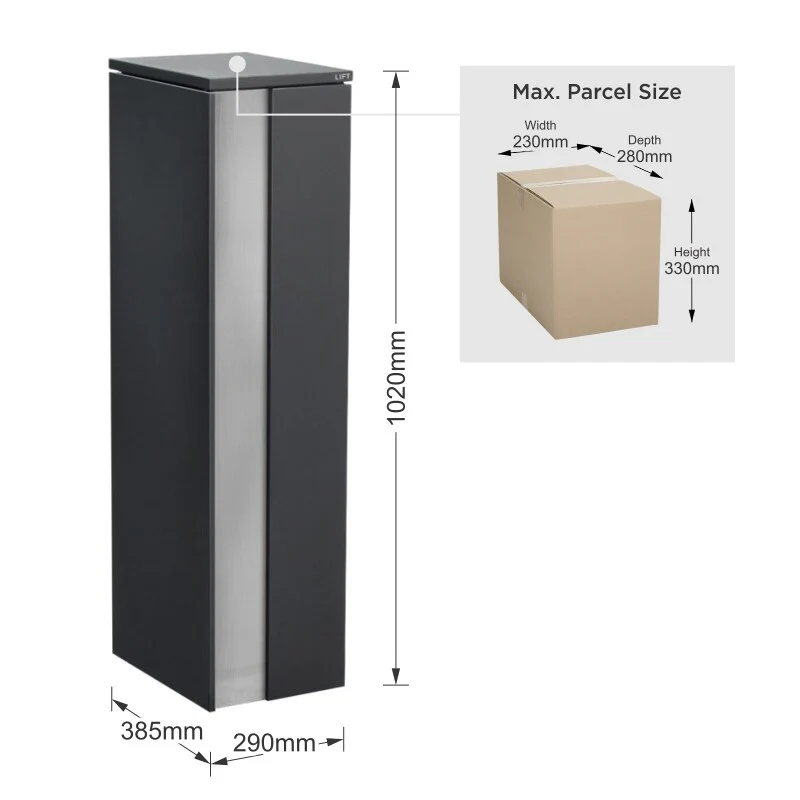 Camden Large Parcel Pillar Letterbox - Charcoal - Image 21