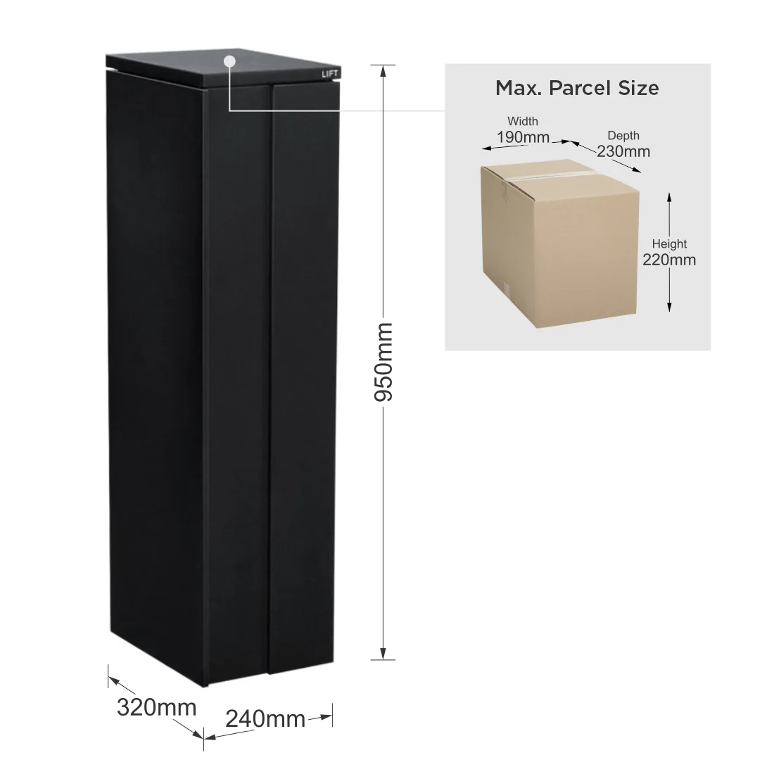 Camden Parcel Pillar Letterbox - Black - Image 13