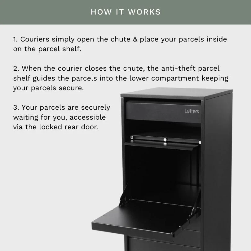 Hamilton Parcel Pillar Letterbox - Black - Image 17