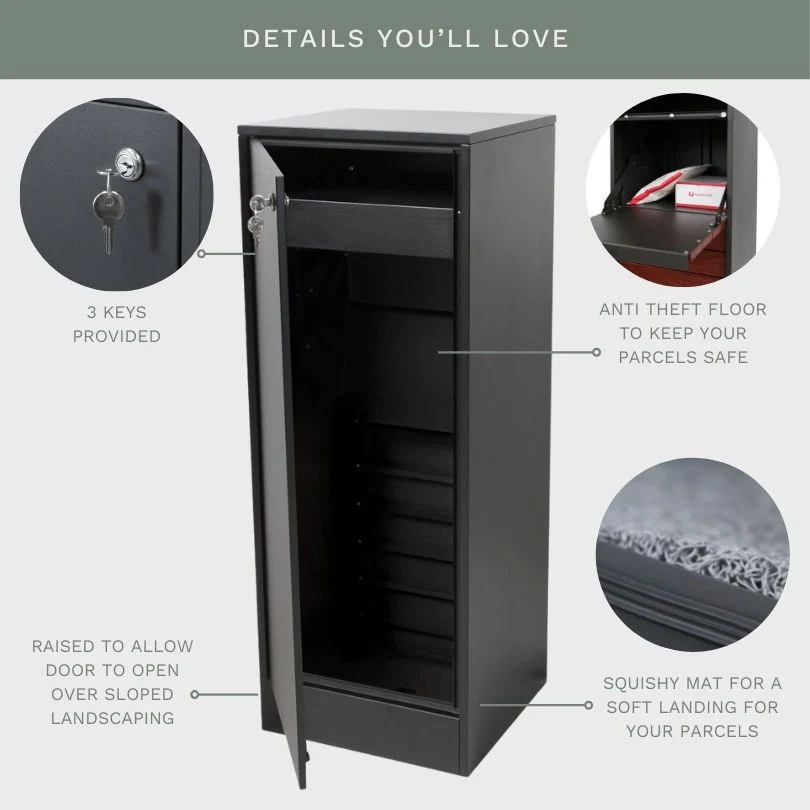 Hamilton Parcel Pillar Letterbox - Black - Image 26