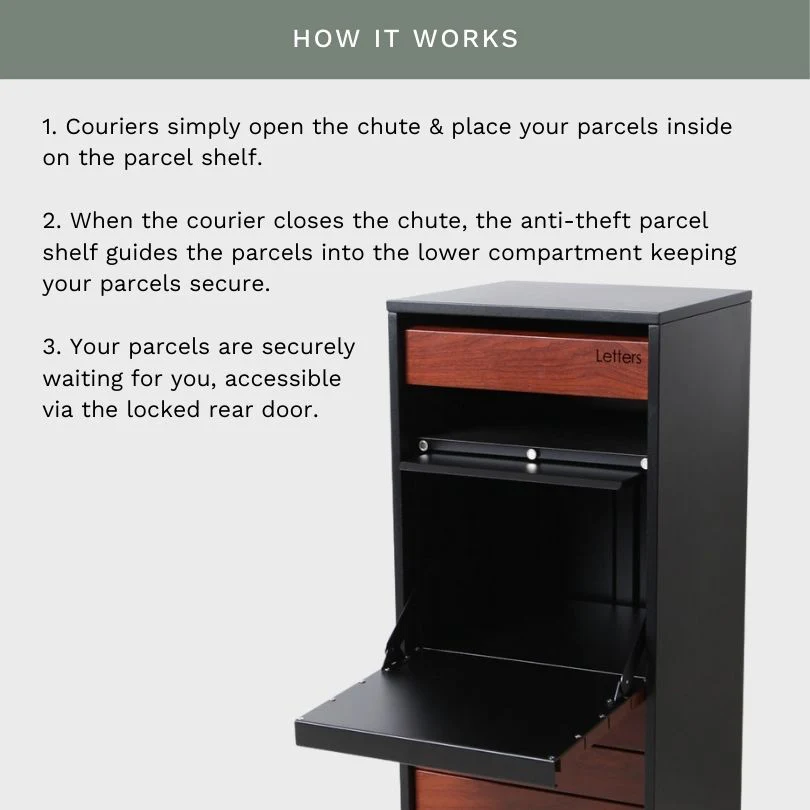 Hamilton Parcel Pillar Letterbox - Black - Image 8