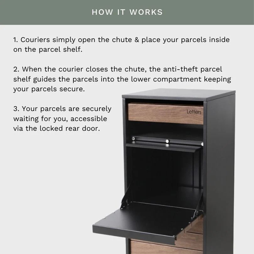 Hamilton Parcel Pillar Letterbox - Charcoal - Image 7