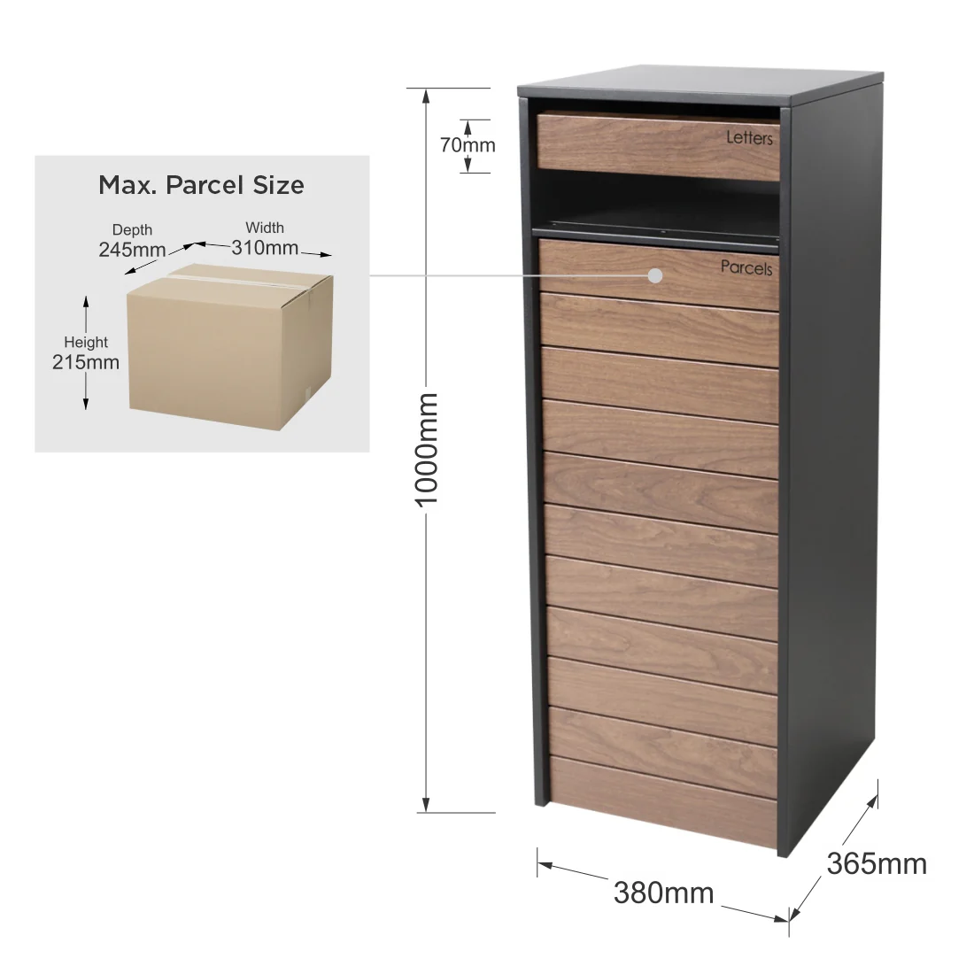 Hamilton Parcel Pillar Letterbox - Charcoal - Image 8