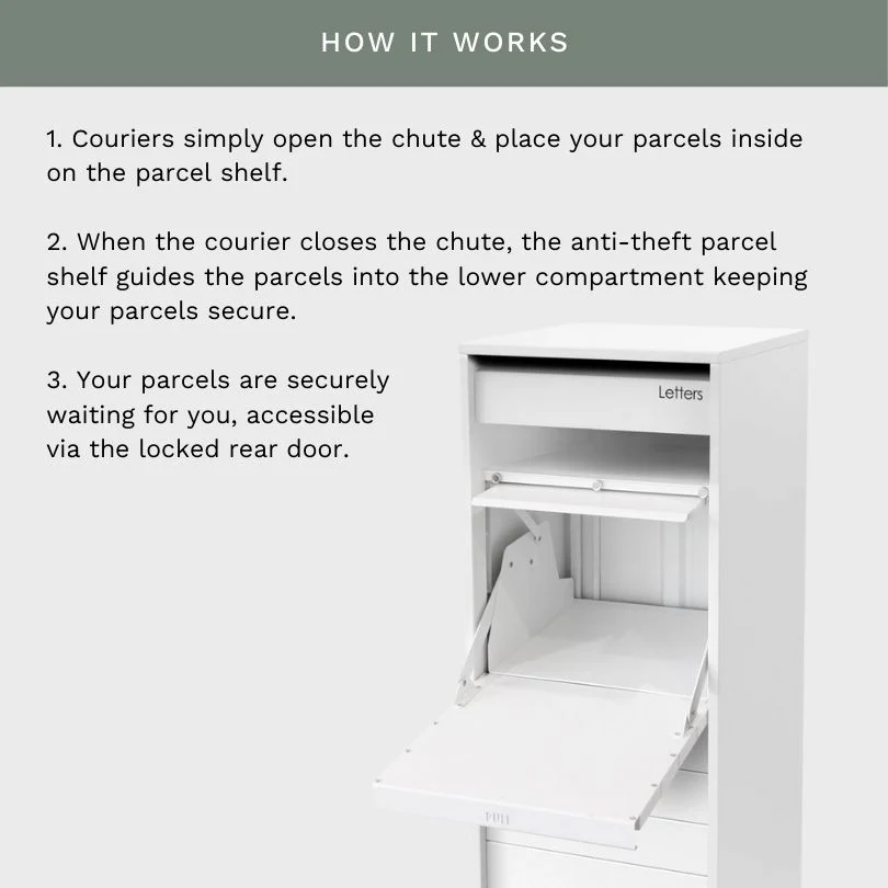 Hamilton Parcel Pillar Letterbox - White - Image 13