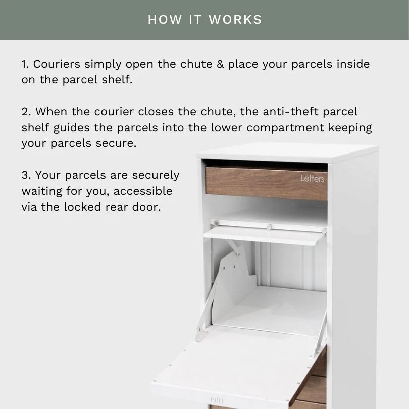 Hamilton Parcel Pillar Letterbox - White - Image 24