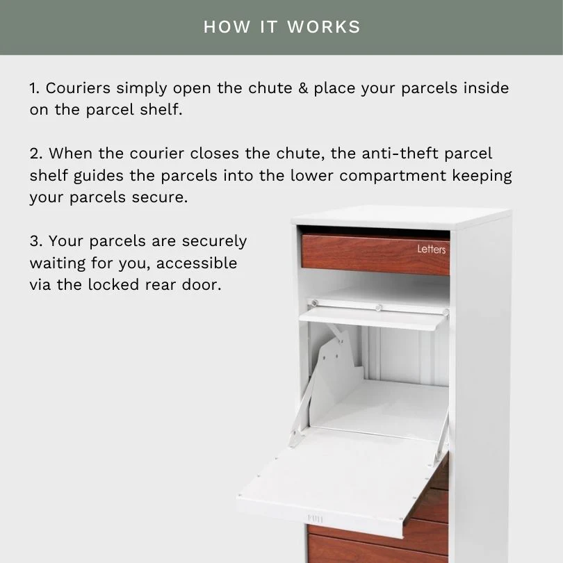 Hamilton Parcel Pillar Letterbox - White - Image 31