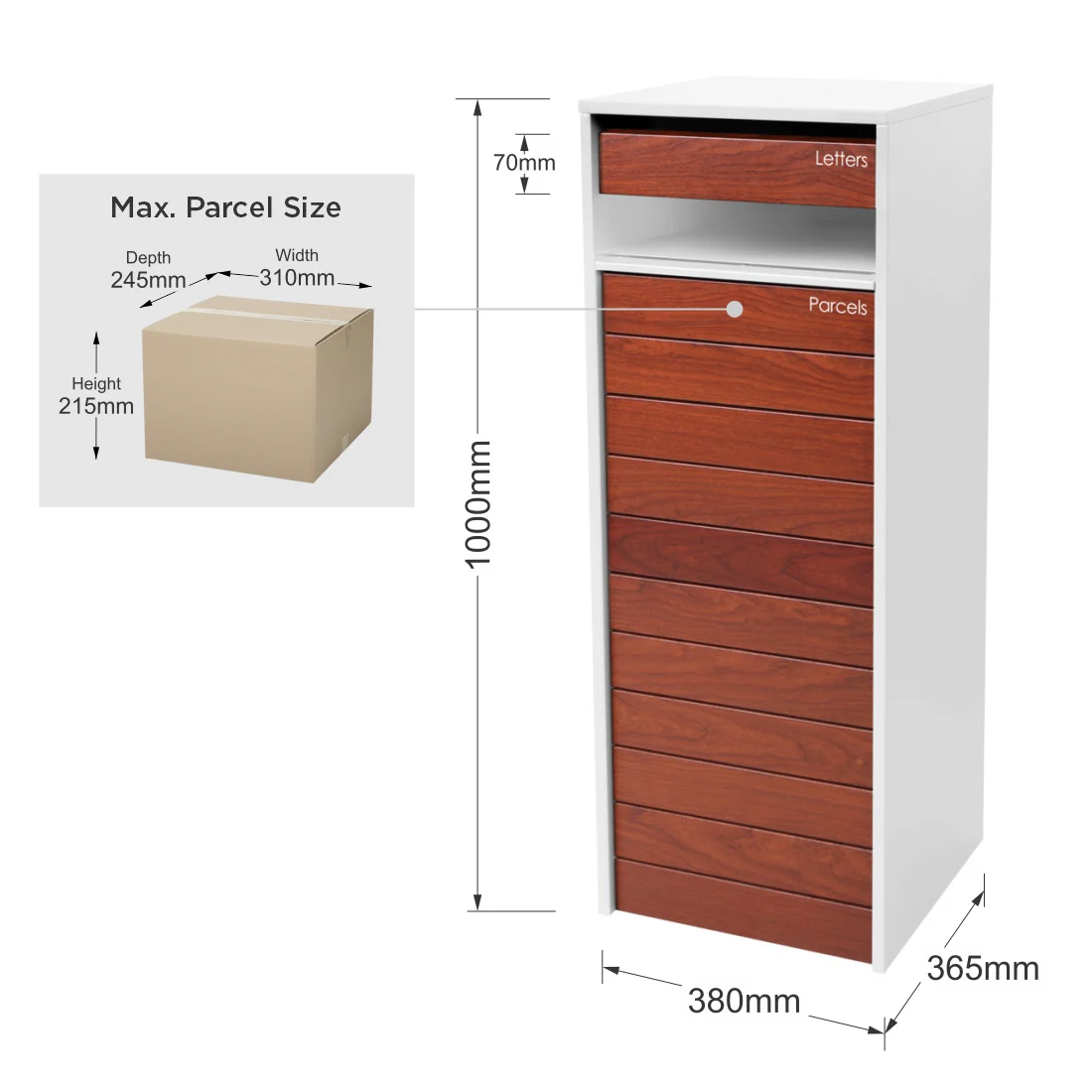 Hamilton Parcel Pillar Letterbox - White - Image 32