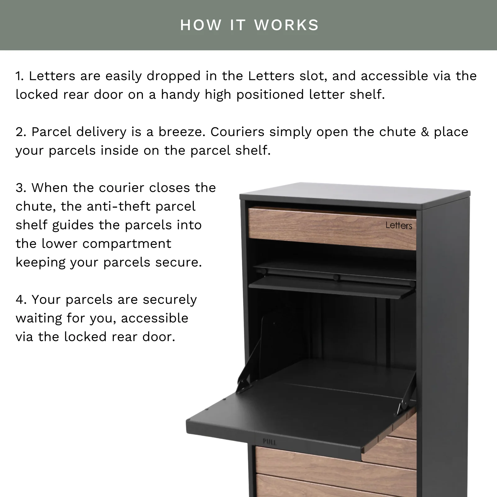 Hamilton Wide Parcel Pillar Letterbox - Charcoal - Image 10