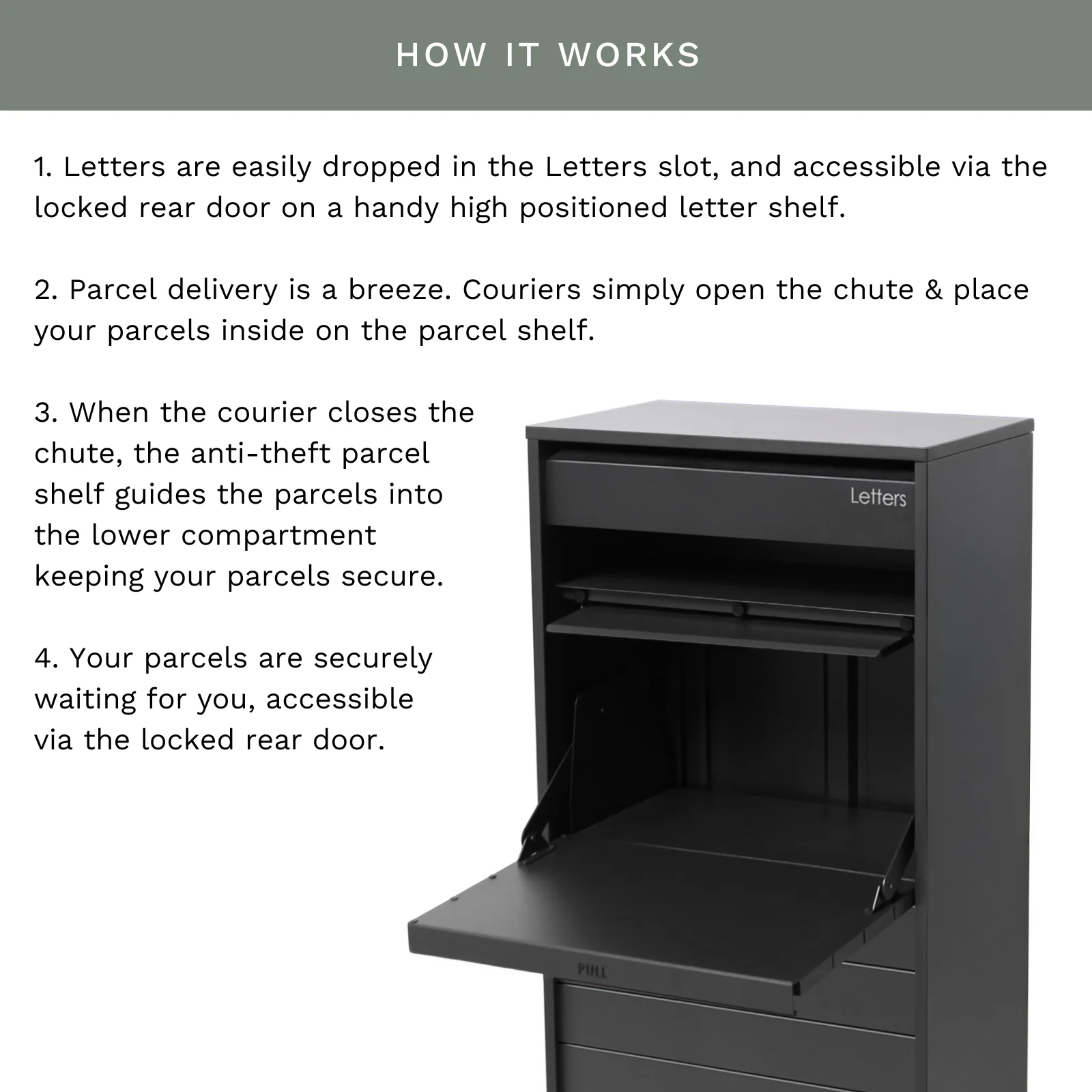 Hamilton Wide Parcel Pillar Letterbox - Charcoal - Image 11