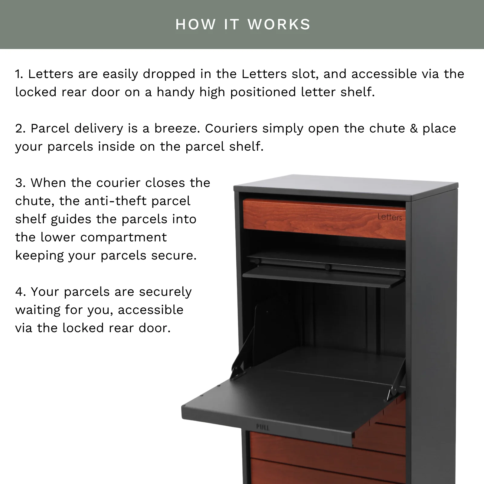 Hamilton Wide Parcel Pillar Letterbox - Charcoal - Image 12