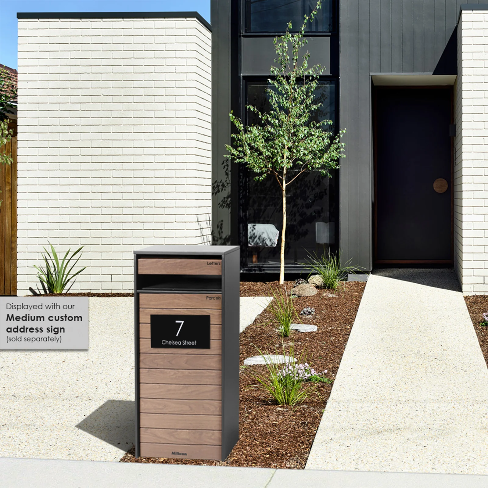 Hamilton Wide Parcel Pillar Letterbox - Charcoal - Image 25