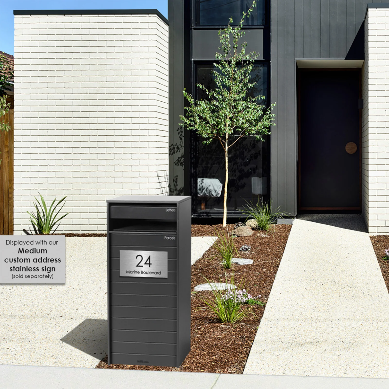 Hamilton Wide Parcel Pillar Letterbox - Charcoal - Image 28