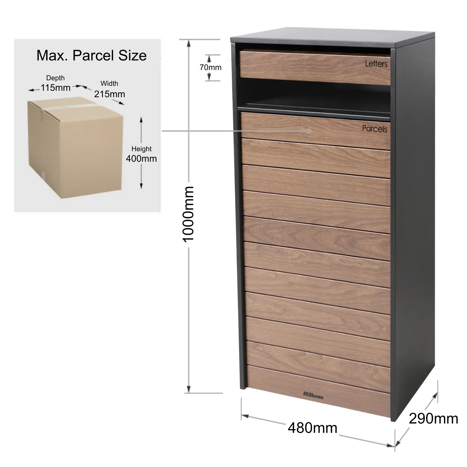 Hamilton Wide Parcel Pillar Letterbox - Charcoal - Image 30