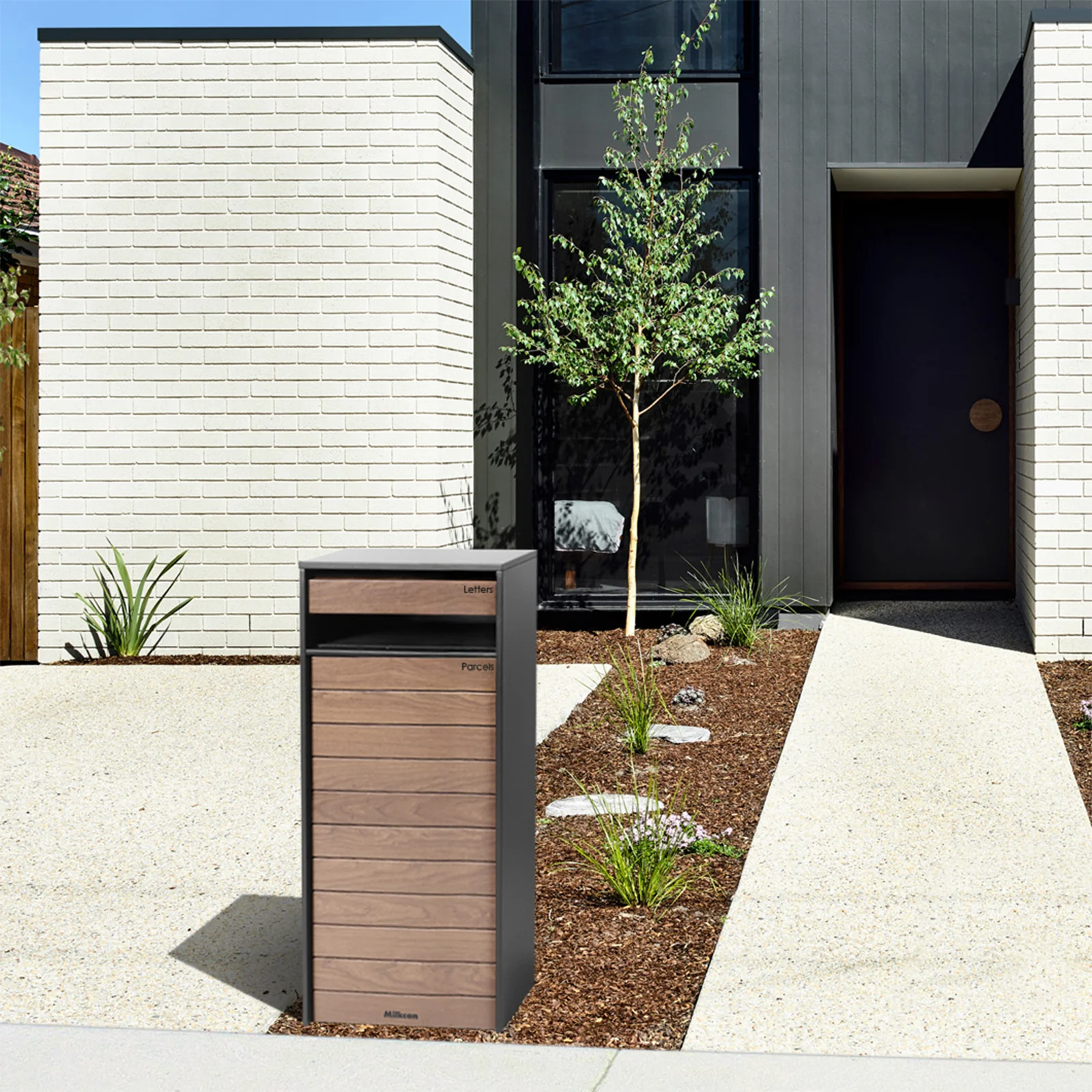 Hamilton Wide Parcel Pillar Letterbox - Charcoal - Image 4