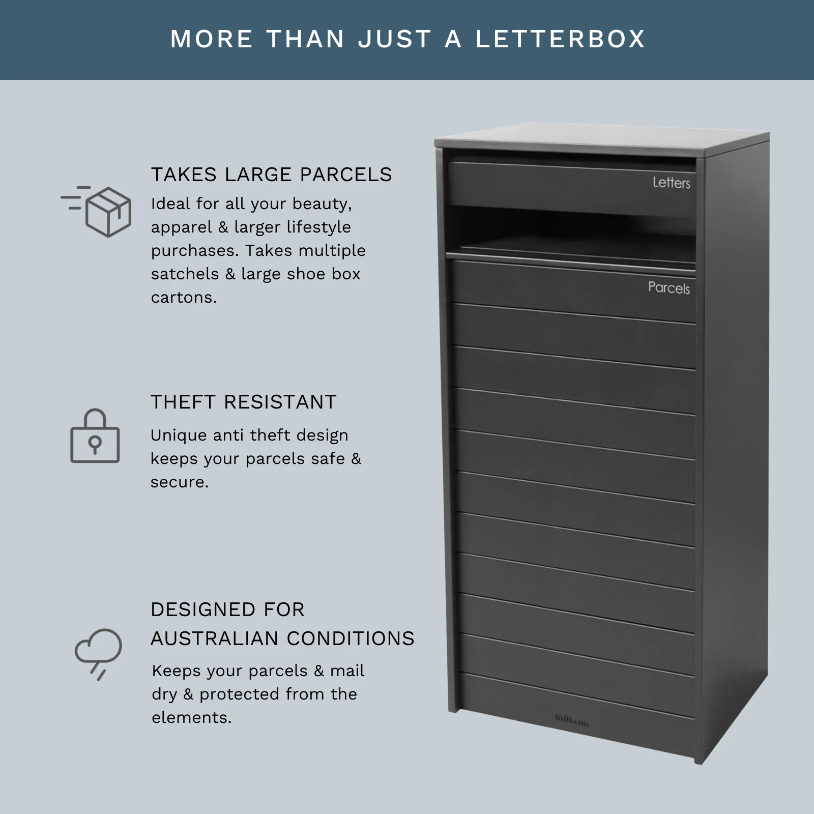 Hamilton Wide Parcel Pillar Letterbox - Charcoal - Image 7