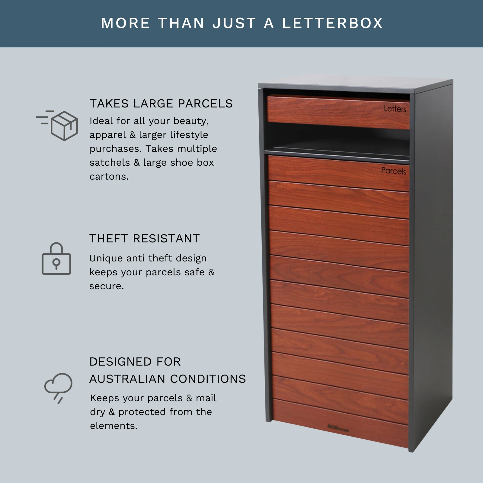 Hamilton Wide Parcel Pillar Letterbox - Charcoal - Image 8