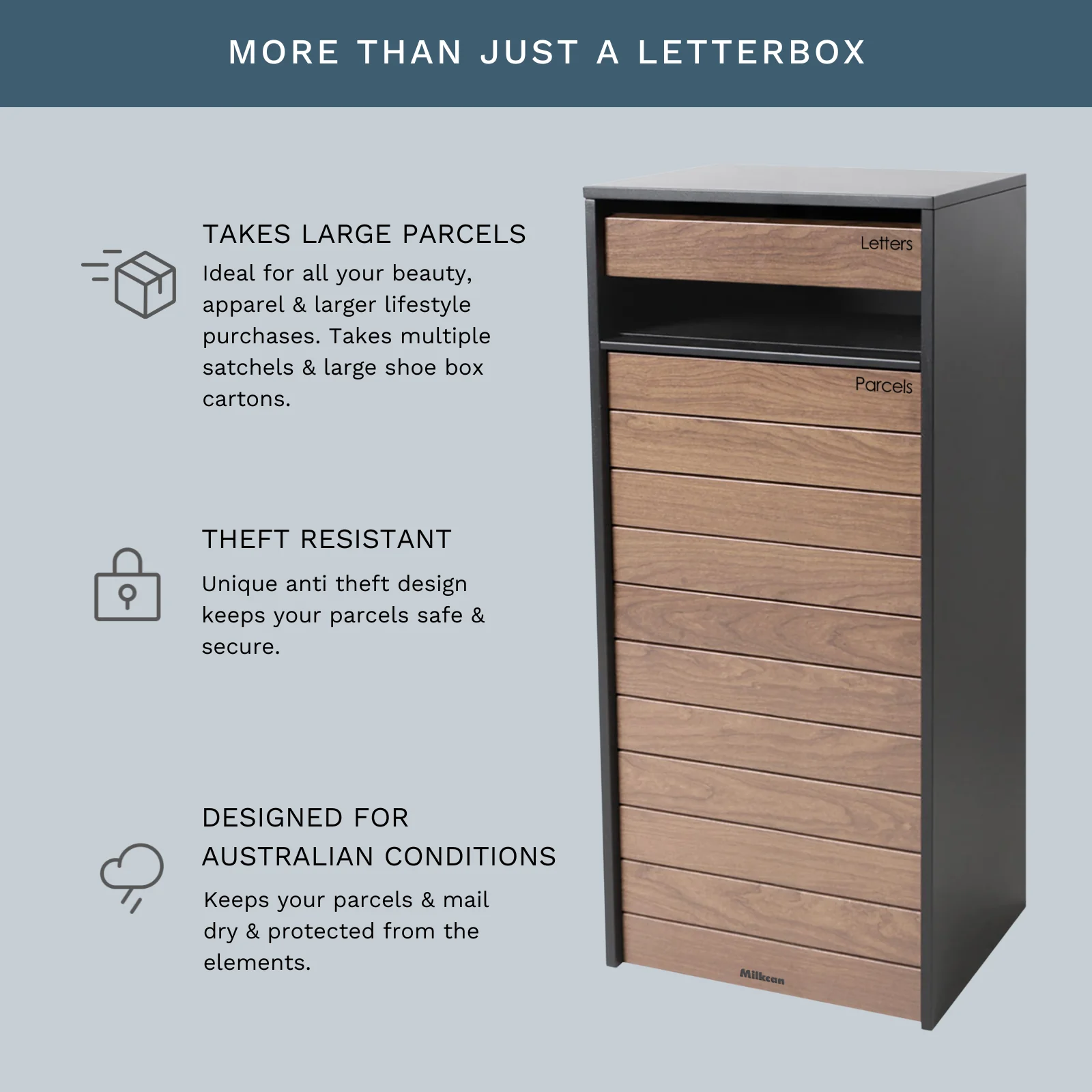 Hamilton Wide Parcel Pillar Letterbox - Charcoal - Image 9