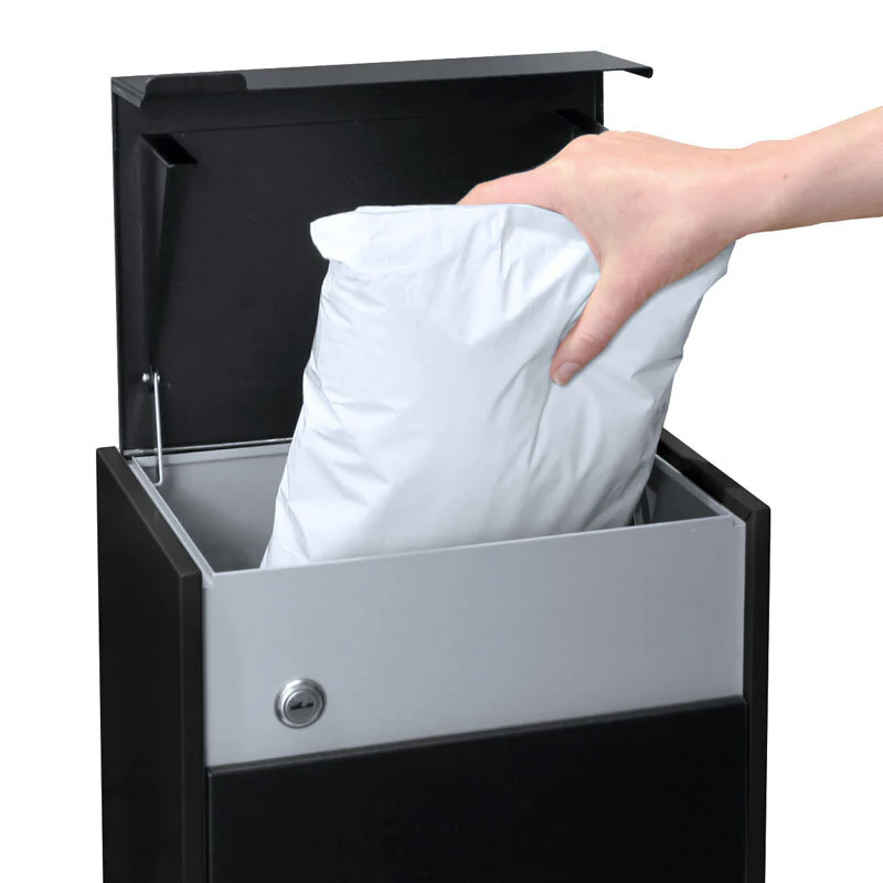 Lisbon Parcel Pillar Letterbox - Black - Image 6