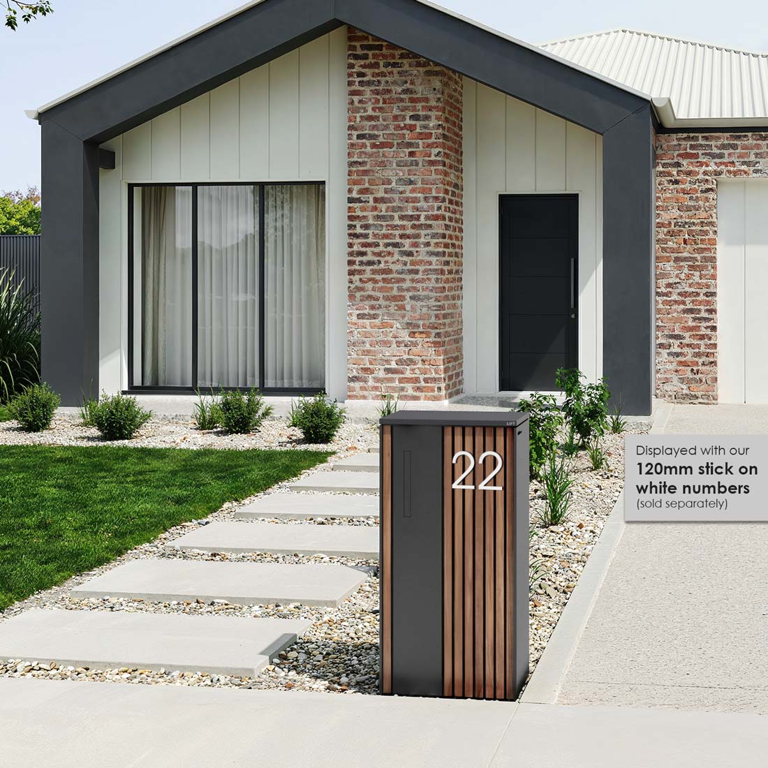Noosa Extra Wide Parcel Pillar Letterbox - Charcoal - Image 10