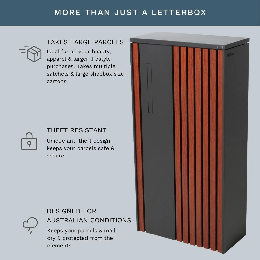 Noosa Extra Wide Parcel Pillar Letterbox - Charcoal - Image 17