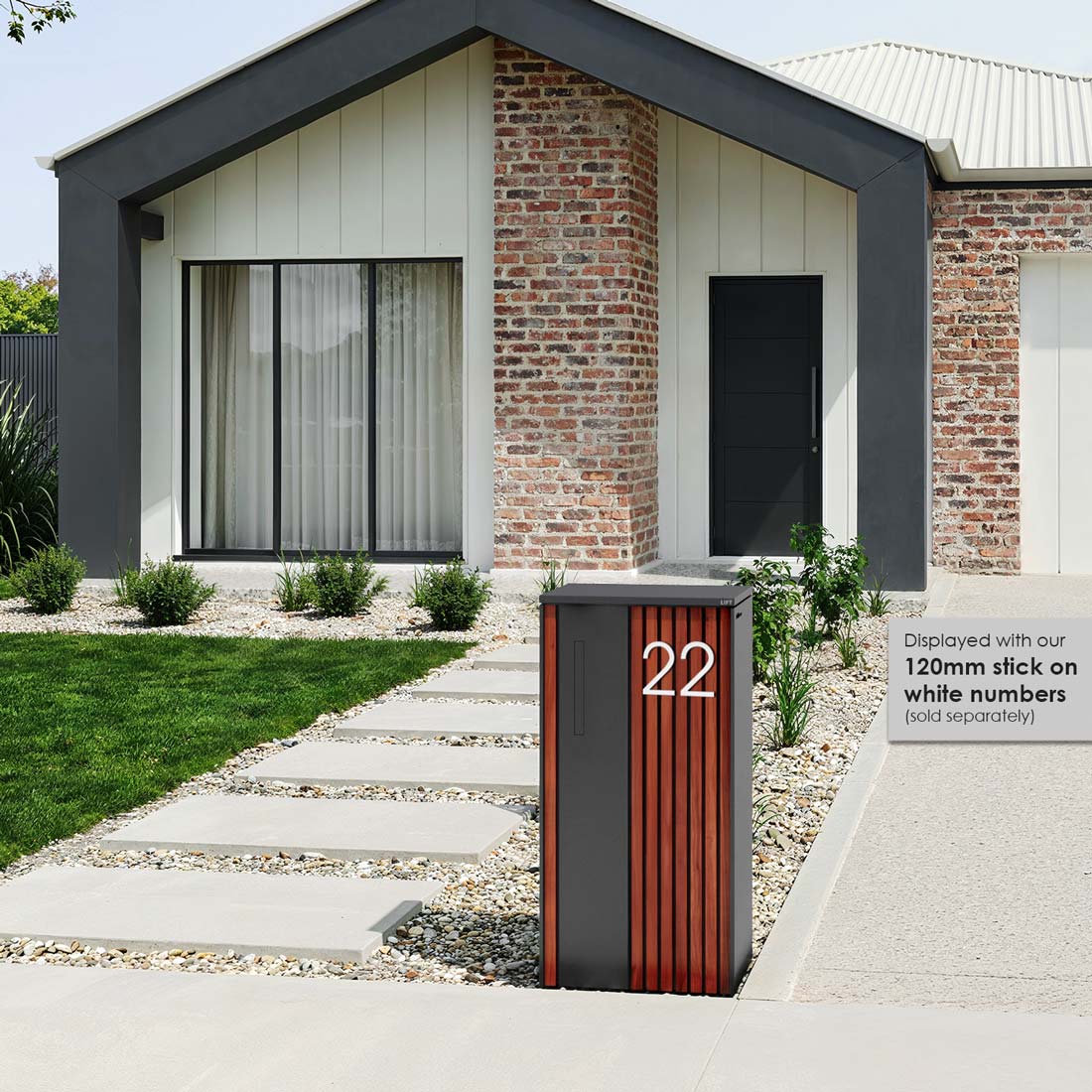 Noosa Extra Wide Parcel Pillar Letterbox - Charcoal - Image 20