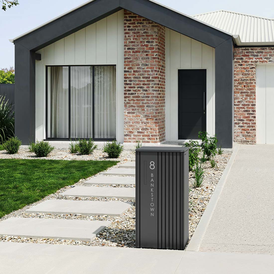 Noosa Extra Wide Parcel Pillar Letterbox - Charcoal - Image 25