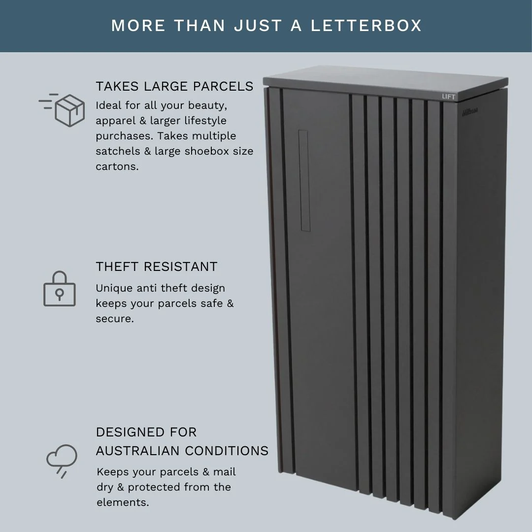 Noosa Extra Wide Parcel Pillar Letterbox - Charcoal - Image 26